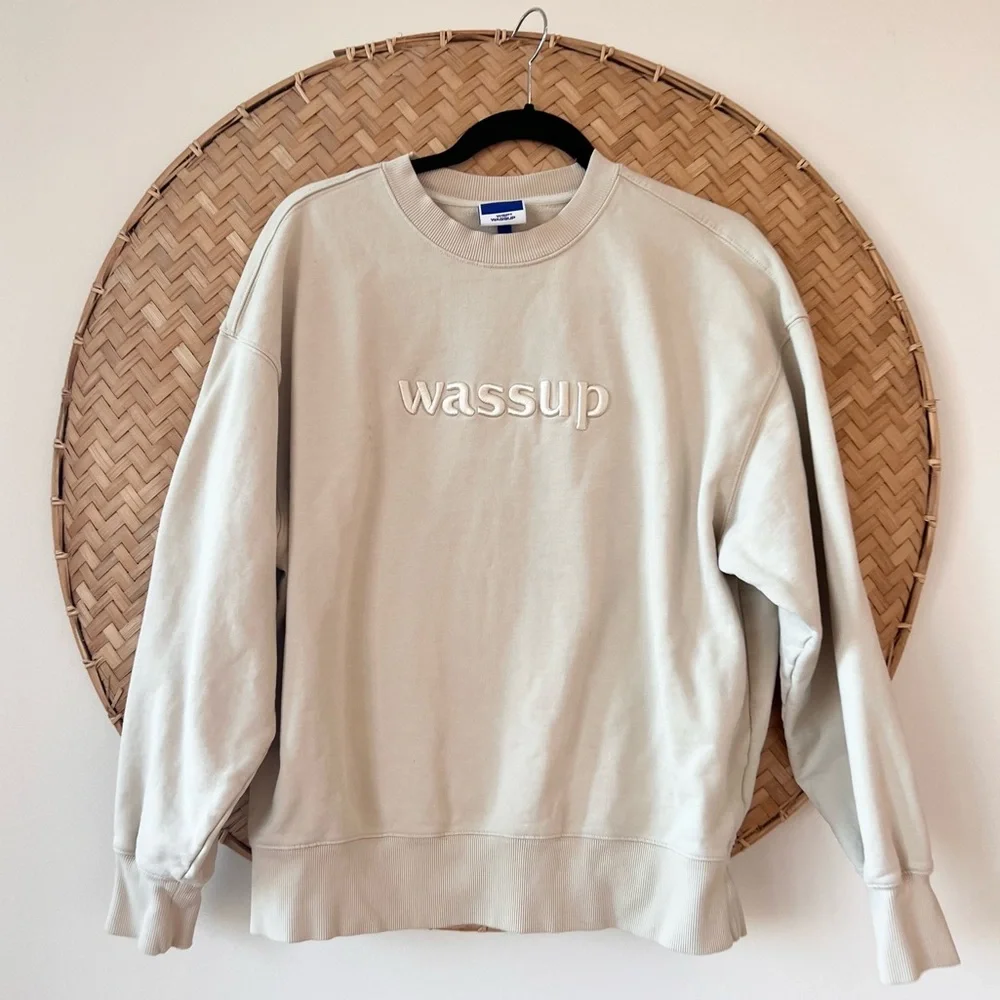 WASSUP HOUSE 3D EMBROIDERY BASIC LOGO SWEATSHIRT‎ SURF SKATER STYLE CALIFORNIA